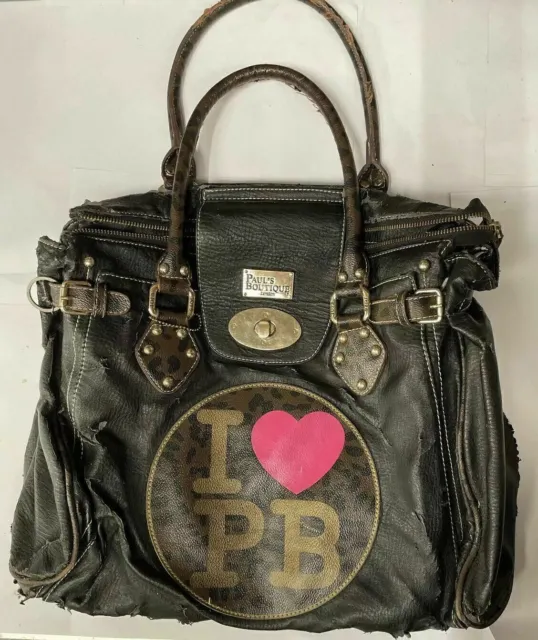 Paul’s Boutique London Black Bag With Leopard Print On Front. See Description.