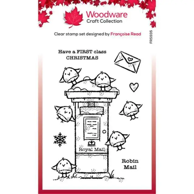 Woodware Robin Post Box Snowflake Letter Clear Stamp Set Christmas Card Making