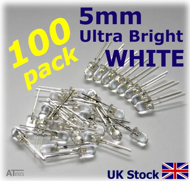 LEDS : ULTRA Bright, Diffused, Flat Top, Straw Hat : 1.8mm, 3mm, 5mm, 10mm  £2.99 - PicClick UK