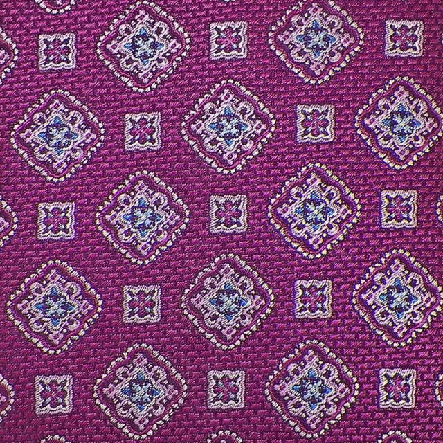 DAVID DONAHUE Mens Berry Pink MEDALLIONS Handmade Self-tipped Woven Silk Tie NWT