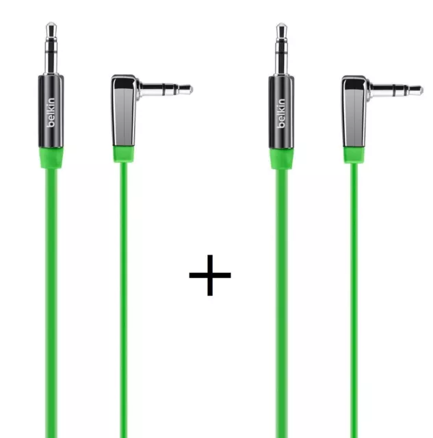 Belkin Audio Kabel 3,5mm Klinke Stecker AUX Stereo Klinkelkabel gewinkelt [2er]