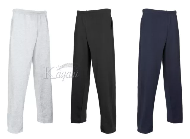 Mens Lightweight Jogging Bottoms Fruit Of The Loom Sweatpants Open Hem Bottoms