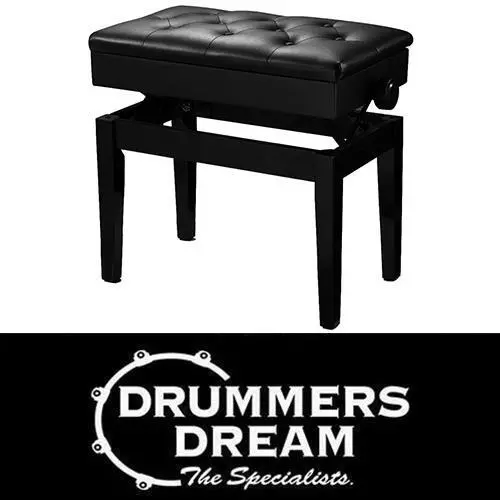 Pro Height Adjustable Piano Stool with Storage in Ebony Gloss