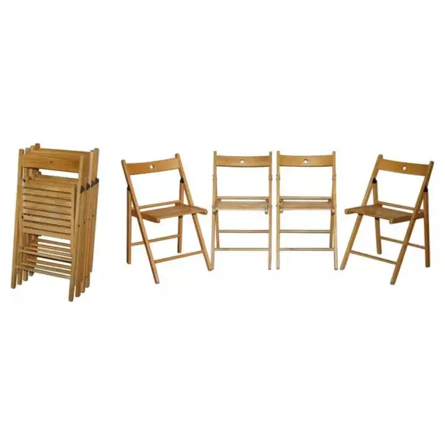 Suite Of Four English Oak Circa 1940'S Folding Steamer Chairs Stunning Patina