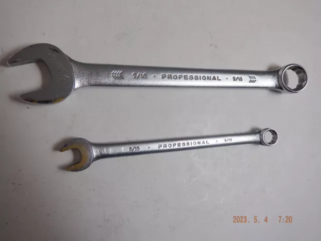 2 Proto Professional 1218  9/16” & 1210  5/16" 12 Point Combination Wrench USA.