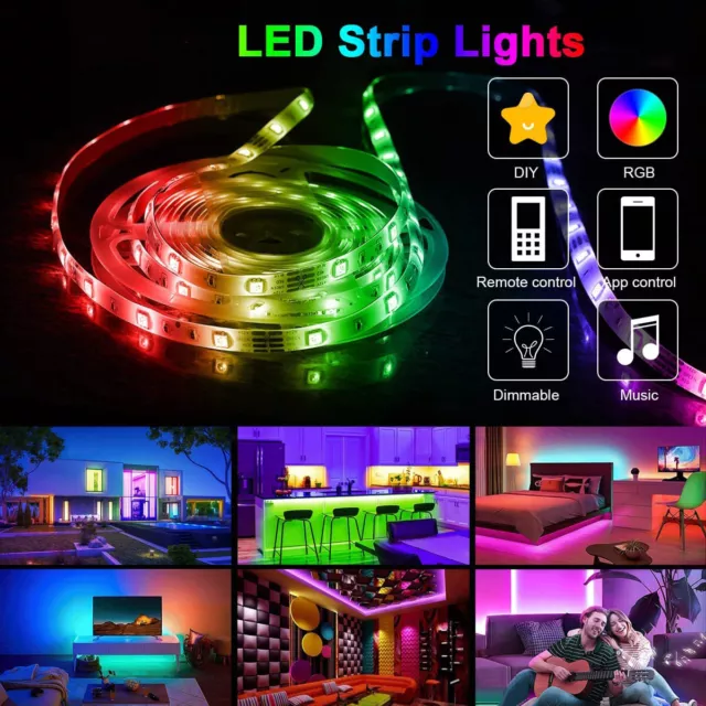 RGB LED Strip Light IP65 Waterproof 5050 5M 10M 30M Bluetooth Controller Adapter 2