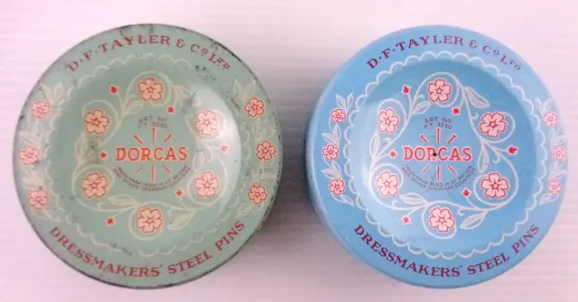 Vintage Dorcas D F Tayler & Co Ltd Dressmakers Steel Pin Tins Sold Sep.