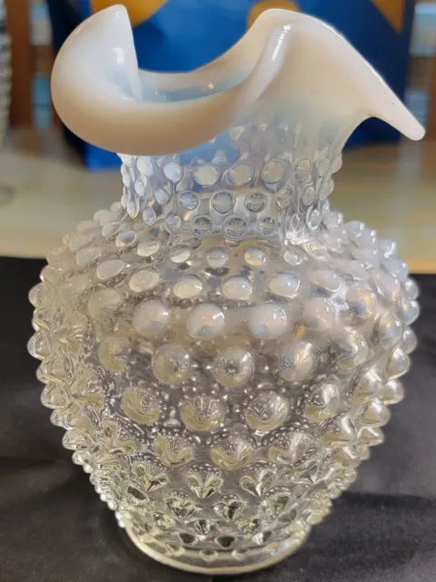 Fenton White French Opalescent Hobnail Vase