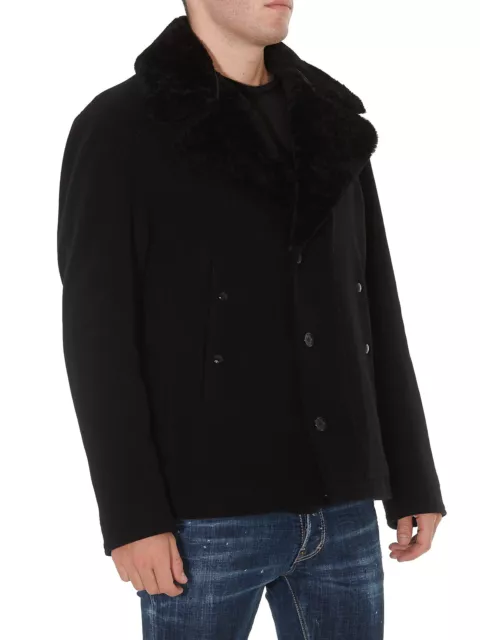 Belstaff Mens Trail jacket Shearling Collar Wool Black UK48 IT58 RRP £875 3