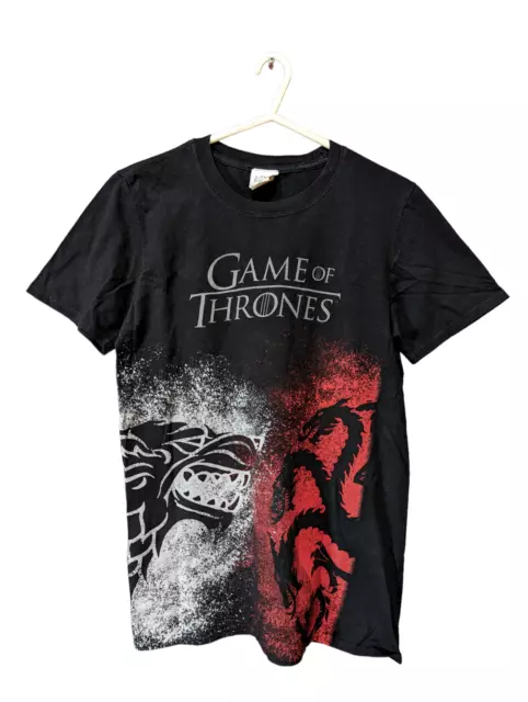 Game of Thrones T-Shirt Mens Size S Short Sleeve House Stark Targaryen Top Black