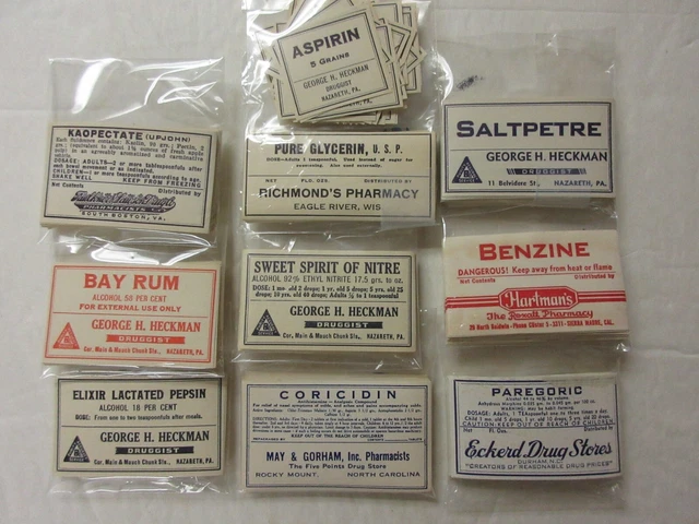 500-Old Poison  Pharmacy- Medicine Bottle Label Lot= Not Stuck (All Loose)