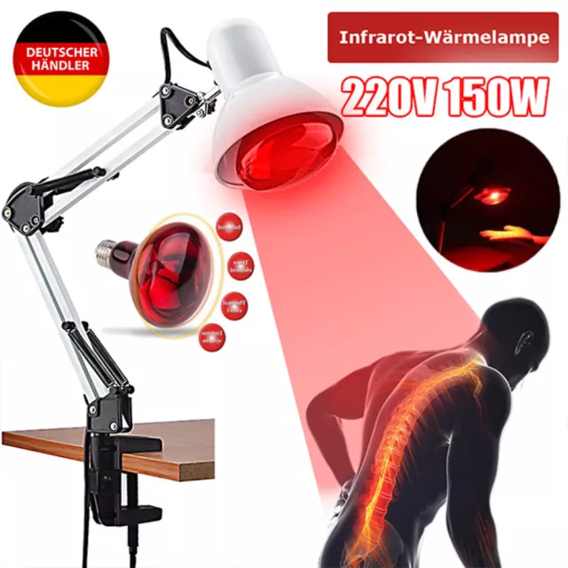 Wärmelampe Rotlicht Infrarotlampe Rotlichtlampe Faltbar Therapie lampe 150W DE