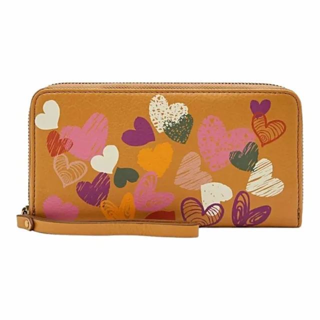 Fossil Jori Hearts RFID Leather Zip Clutch/Wallet