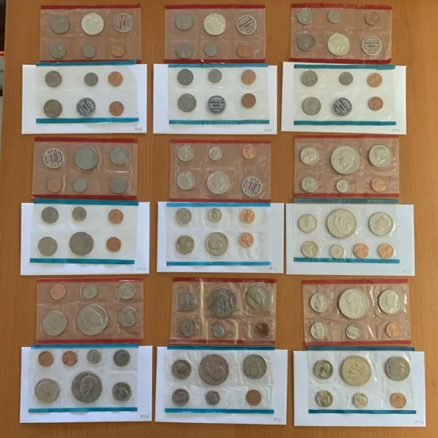 Big lot of 54 US Mint Sets uncirculated 1968-1996 P&D no duplicates!