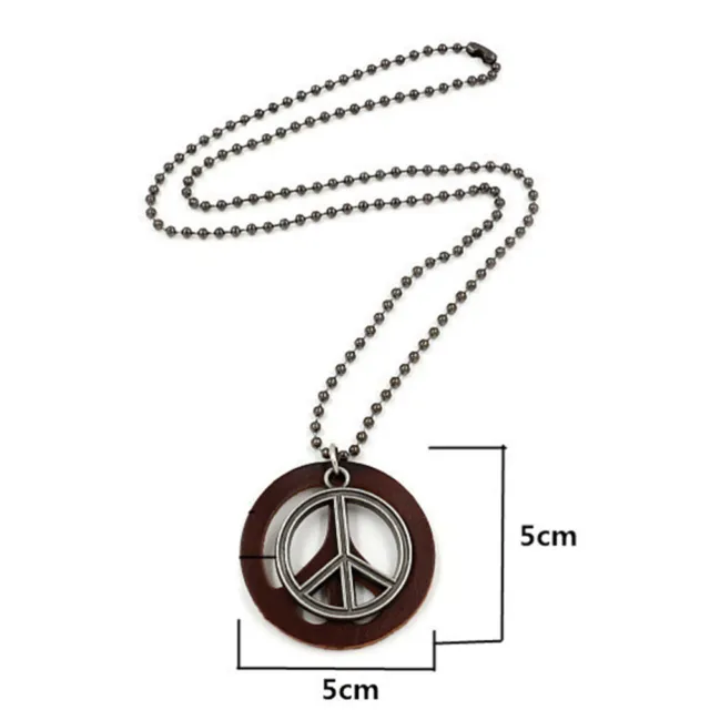 2 Stück Retro Peace Charm Halskette Peace Sign Anhänger Schmuck Mode Pullover 2