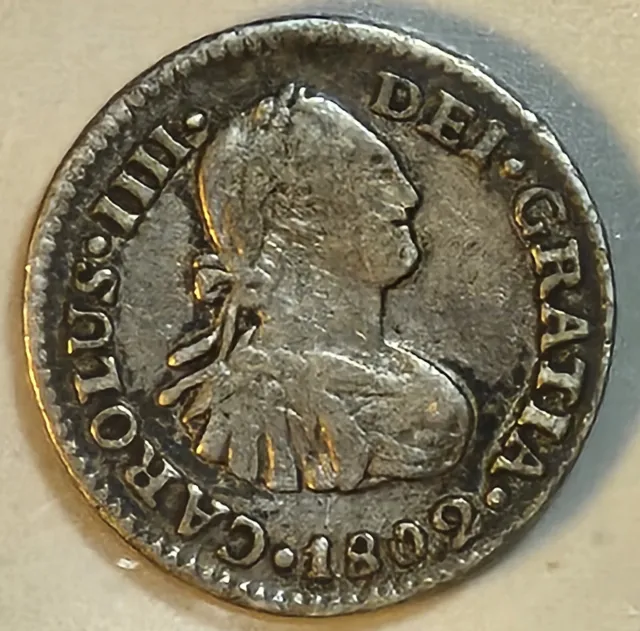 1802 1/2 Reales Mo ET Mexico 1/2 Real silver .90 Silver