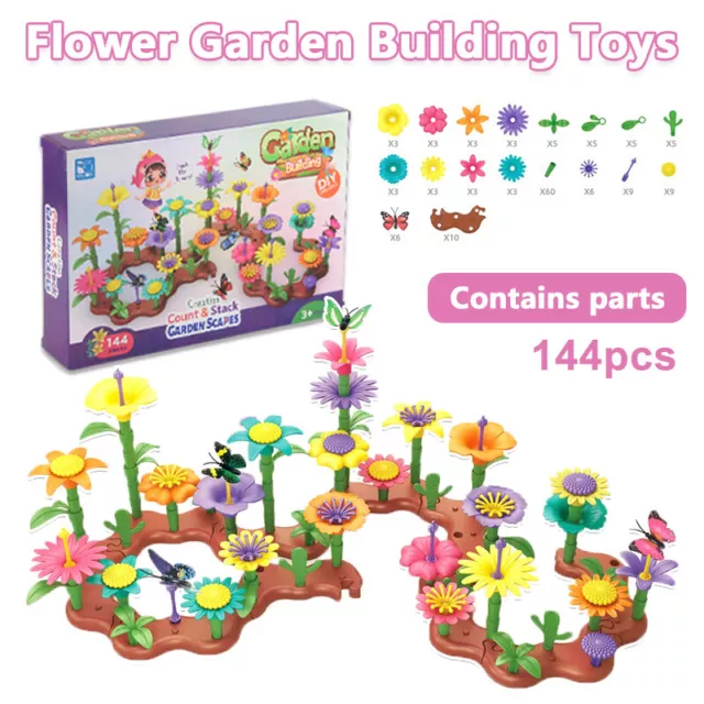 144PCS Flower Building Blocks Toy for Girls Garden Children Build Education Toys