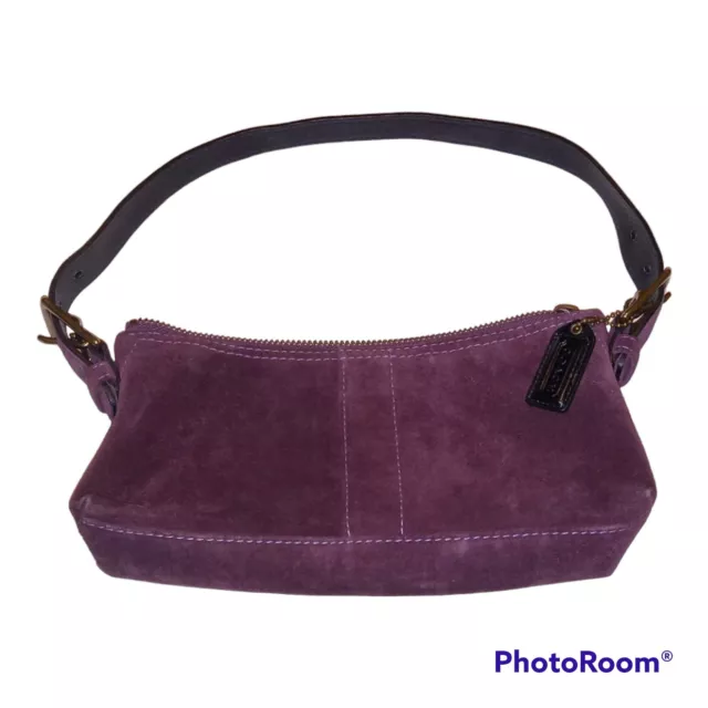 Vintage Coach Suede Eggplant Purple Demi  Mini Baguette Handbag Purse # F04S7470