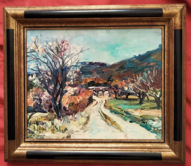 Superbe  huile  du XX e par Maurice Verdier  " le chemin des coteaux "