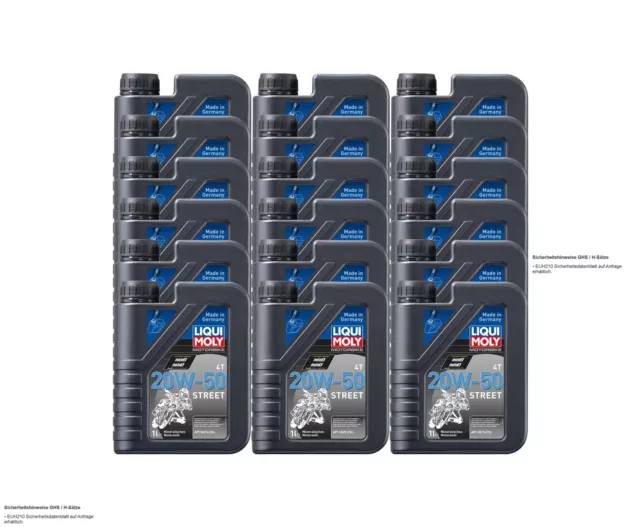 LIQUI MOLY 18x1 Liter Motorbike 4T 20W-50 Street Motorrad Motoröl API SG/SJ/SL