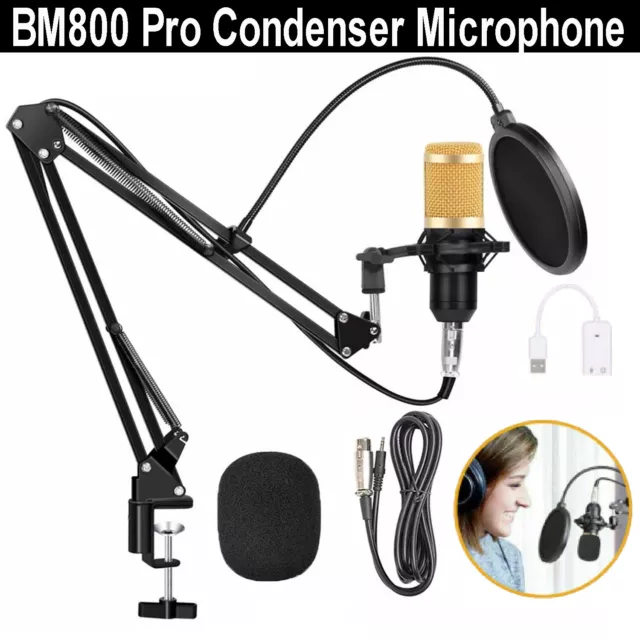 BM800 Condenser Microphone Kit Studio Suspension Boom Scissor Arm Stand Sound AU