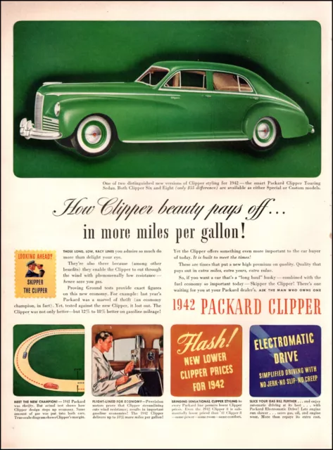 1941 WW2 era classic Car AD '42 PACKARD CLIPPER Touring Sedan Green Lovely020524