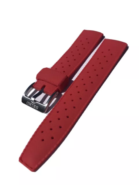 Bracelet Rouge de montre en Silicone souple confortable avec boucle SEIKo 22mm