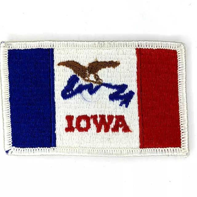 Vtg 3" State of Iowa Flag Embroidered Cloth Patch Logo Uniform Hat Shirt IA E5