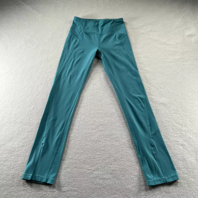 Athleta Girl Leggings Girls Sz Large 12 Blue High Rise Chit Chat Split Hem Tight