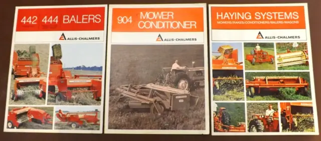 Vtg. 3 Allis Chalmers Sales Brochures Haying Systems 904 Mower Con 442 444 Baler