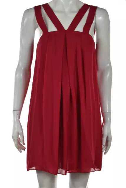 Alice + Olivia Womens Dress Size S Red Solid Shift Above Knee Sleeveless Silk