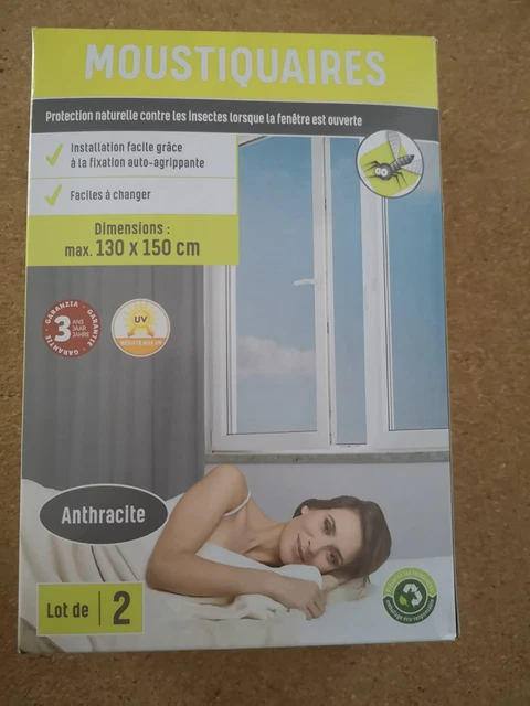 Moustiquaire Sans Perçage, Anthracite, auto-agrippante, Pour fenêtre Moustiquaire Sans Perçage, Anthracite, auto-agrippante, Pour fenêtre