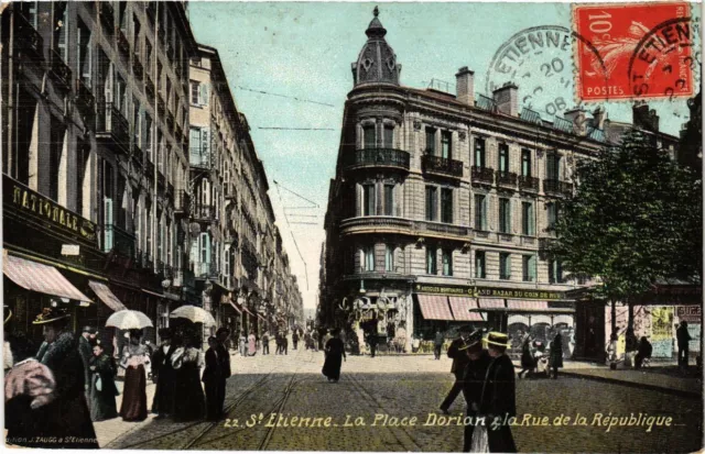 CPA St-ÉTIENNE - La Place Dorian & la Rue de la République (166179)