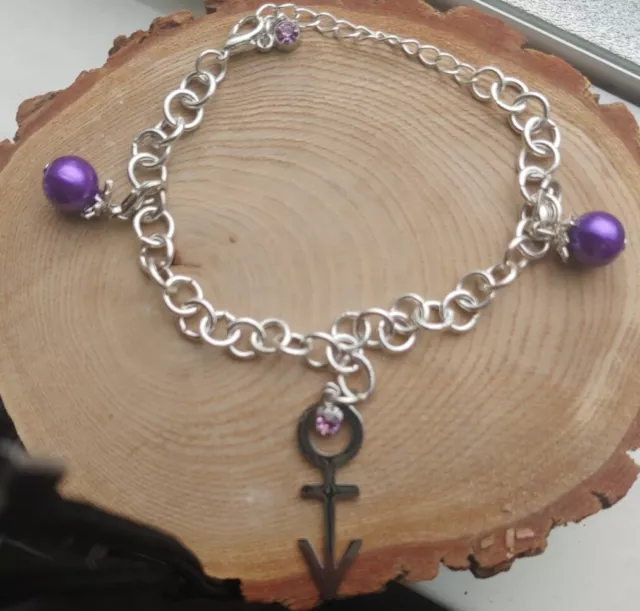 Prince Rogers Nelson Inspired Purple Rain Love Symbol Stainles Adjustab Bracelet