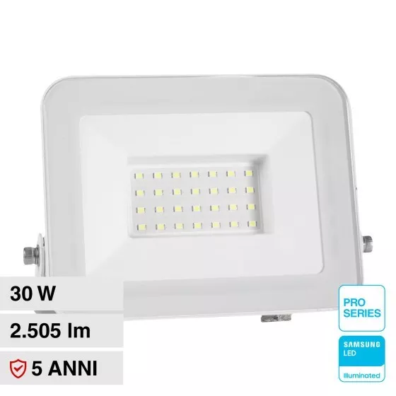 Faro proiettore LED Chip Samsung 30W Colore Bianco 4000K IP65 alta luminosità