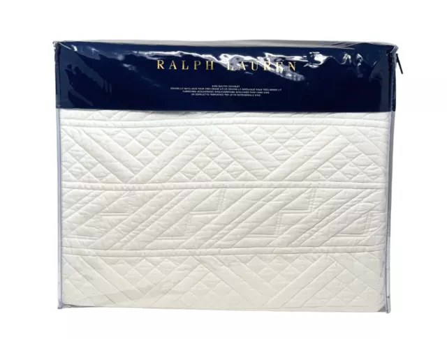 RALPH LAUREN KING Chic White Quilted Cotton Coverlet OAKFIELD Parchment NEW $570