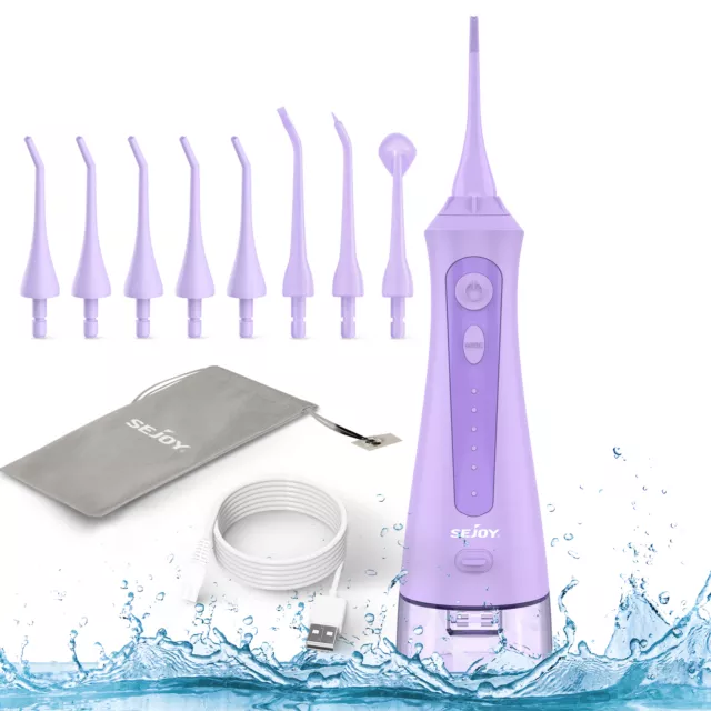 SEJOY Cordless Water Flosser 8 Jet Tips Dental Oral Irrigator Teeth Cleaner