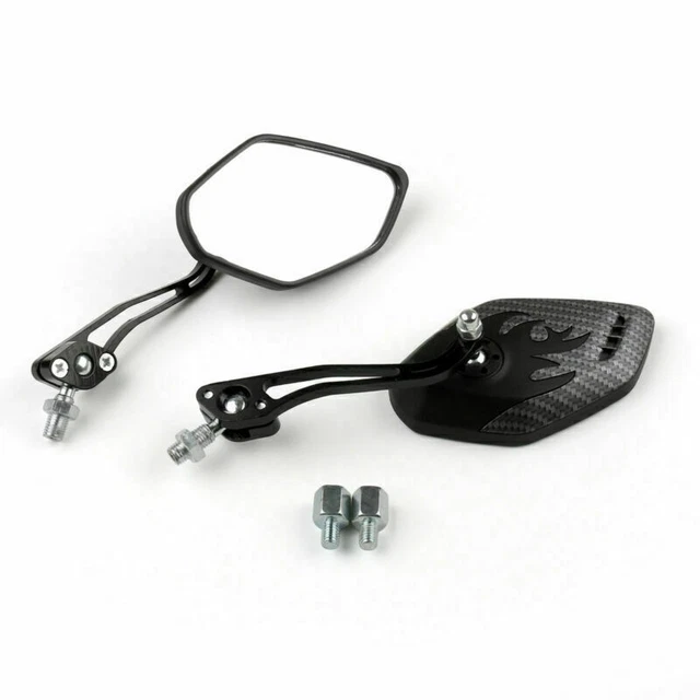 Motorcycle Rearview Mirrors 8mm 10mm For Honda Suzuki Kawasaki BMW Carbon US