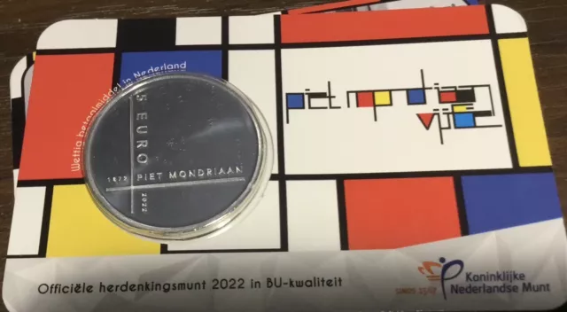 Niederlande 5 Euromünze Piet Mondriaan 2022 - - in Coincard - BU Nummeriert