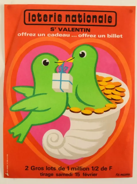 Fix- Masseau – Loterie Nationale – Saint Valentin - Affiche Originale- 1975