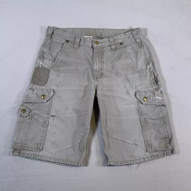 Carhartt b357 DES Ripstop Cargo Utility Work Shorts Men's Size 33 Beige U54