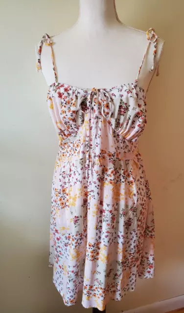 Just Polly Junior's XL Mini Dress Sleeveless Spaghetti Straps Ditsy Boho