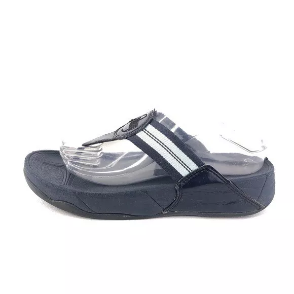 FitFlop WalkStar Navy Toe Post Sandals Womens Size 8 EUR 39 Thong Slide Summer