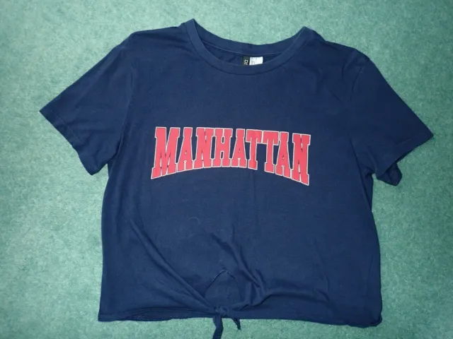 Bella t-shirt top per ragazze adolescenti ""Manhattan"" blu navy taglia small