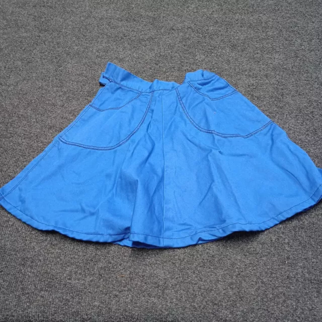 Vintage Girls Skirt Blue With Pockets  1950s - 1960s 18 " Waist