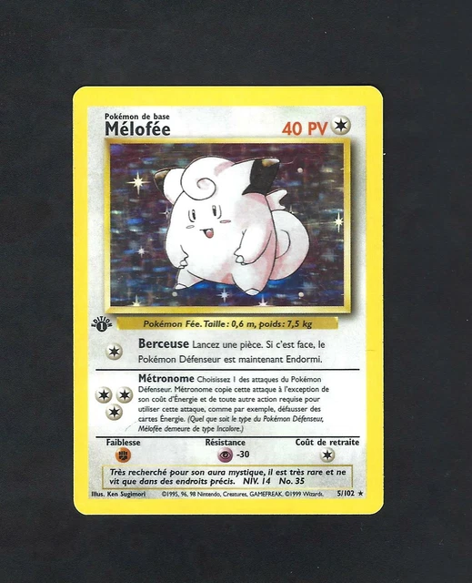 Carte Pokémon Mélofée Holo Edition 1 5/102 - Set de Base - FR