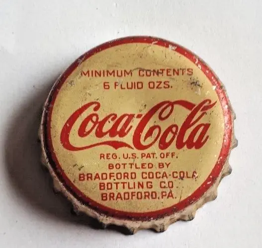 1 rare old USA COCA COLA crown cork soda bottle caps 1935 Bradford Pennsylvania