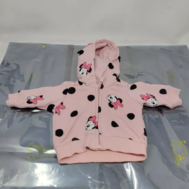 Disney Baby Pink Minnie Mouse Zip Up Hoodie 0-1 M Ears 04103