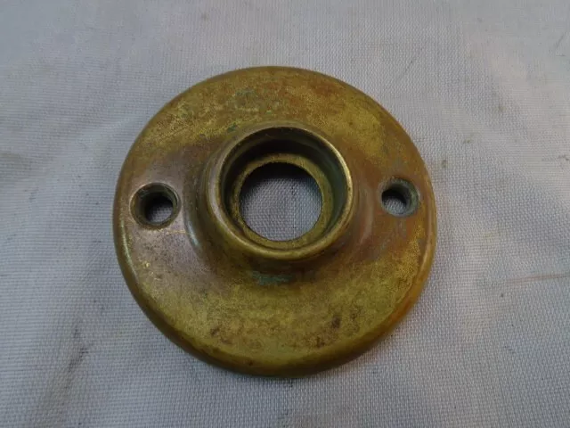 Brass Door Knob Back Plate Round Escutcheon Vintage Patina 2 1/4" Diameter