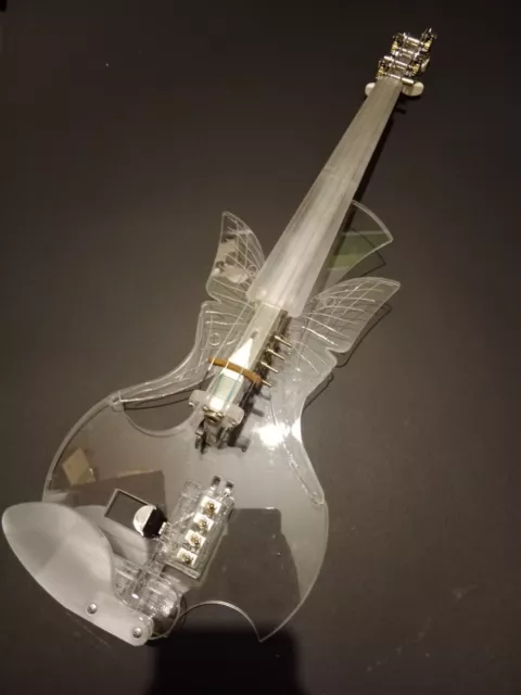 Size 3/4 EQUESTER butterfly acrylic electric violin, HANDMADE, QP pickup, LEDs